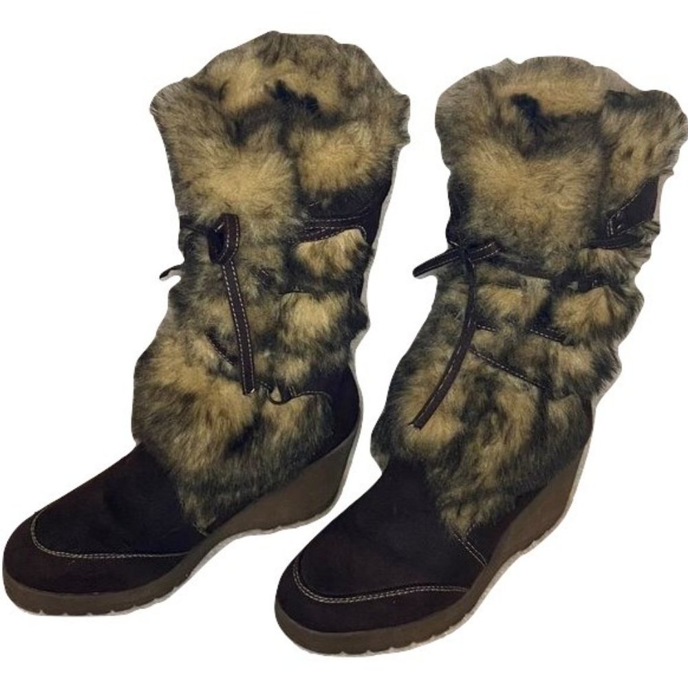 Faux Fur Women's tie up boots